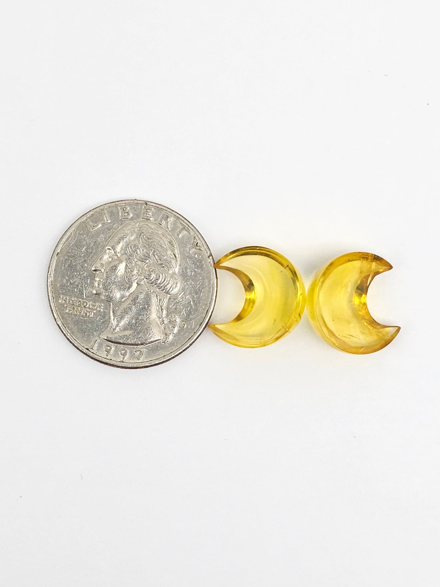 Amber Moon Cabochon Pair