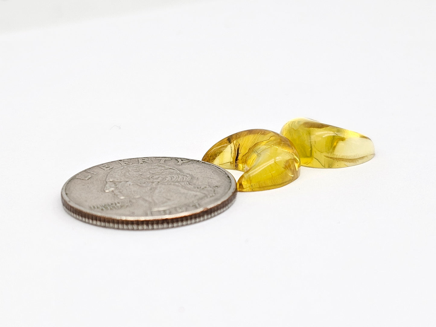 Amber Moon Cabochon Pair