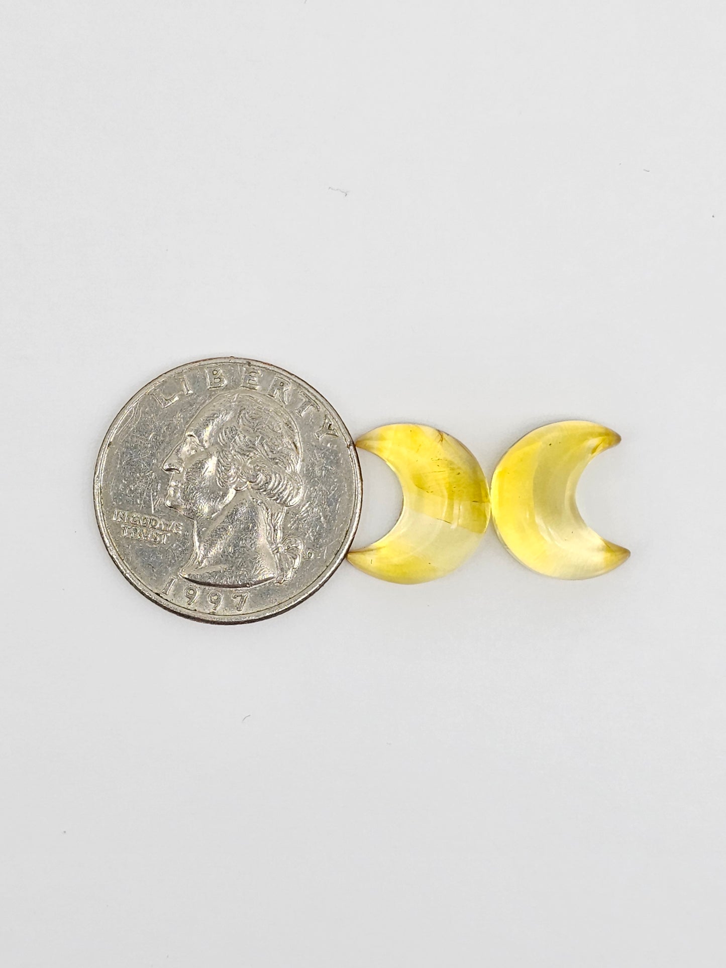 Amber Moon Cabochon Pair