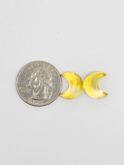 Amber Moon Cabochon Pair