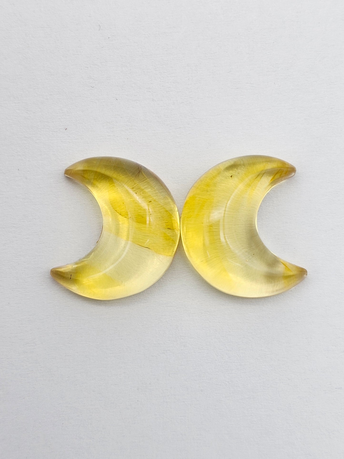 Amber Moon Cabochon Pair