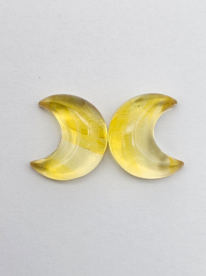 Amber Moon Cabochon Pair