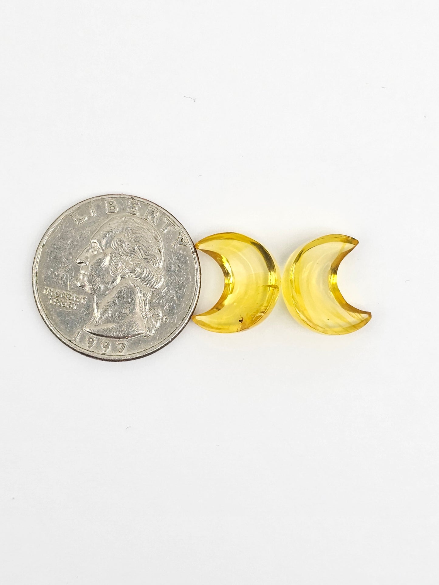 Amber Moon Cabochon Pair