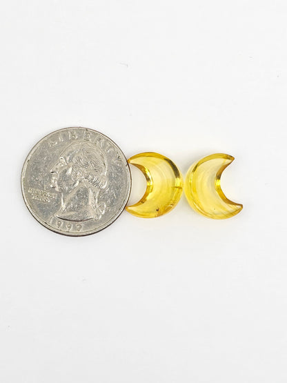 Amber Moon Cabochon Pair