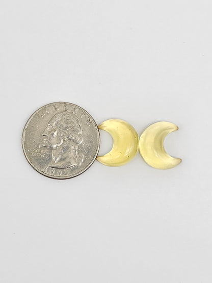 Amber Moon Cabochon Pair