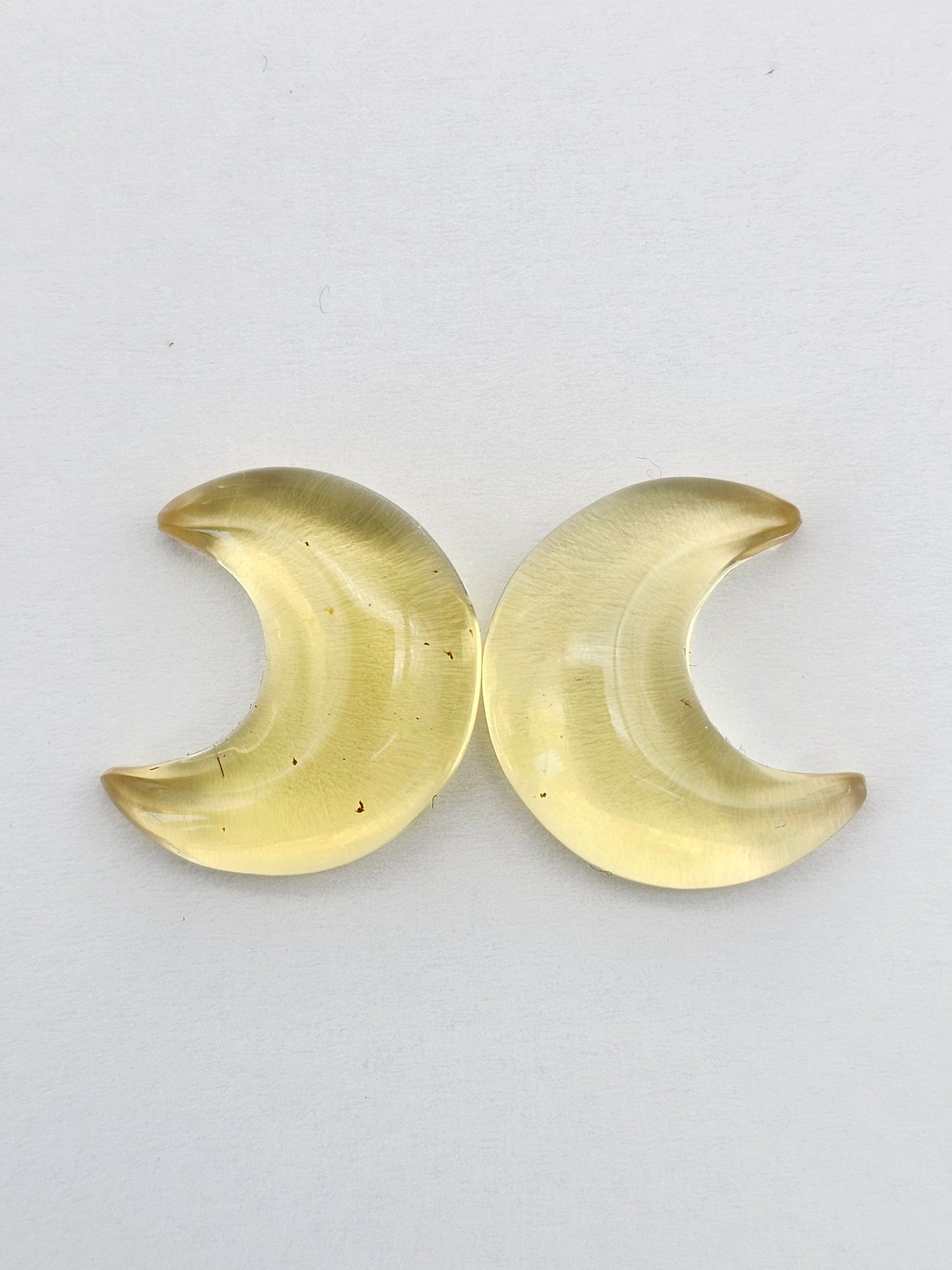 Amber Moon Cabochon Pair