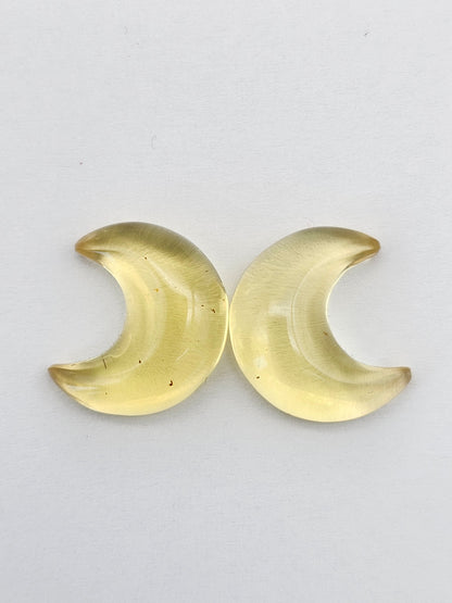 Amber Moon Cabochon Pair