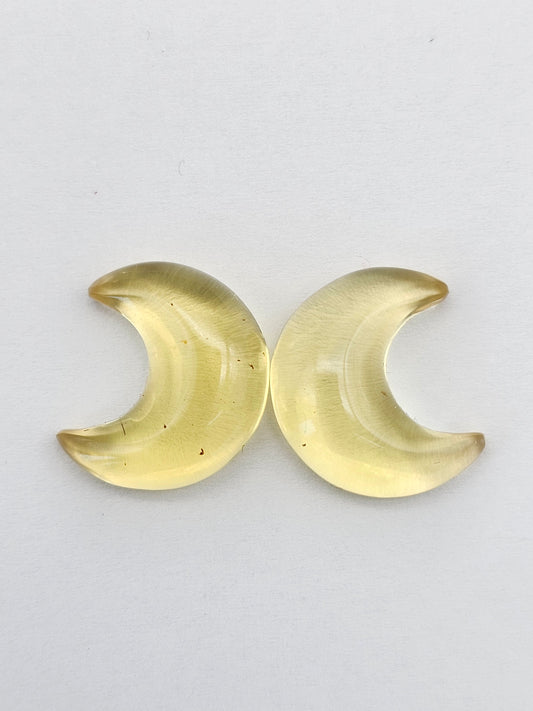 Amber Moon Cabochon Pair