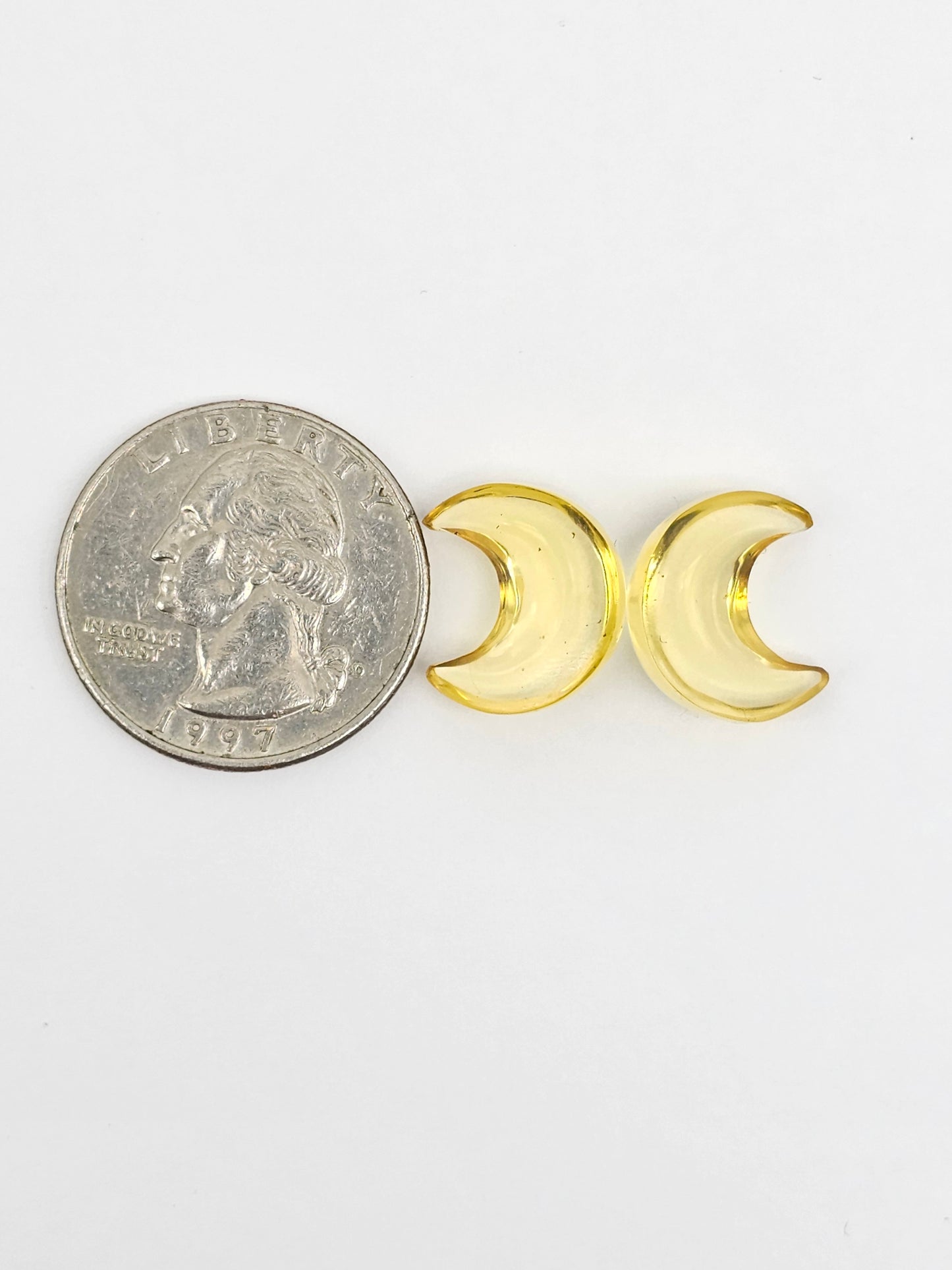 Amber Moon Cabochon Pair