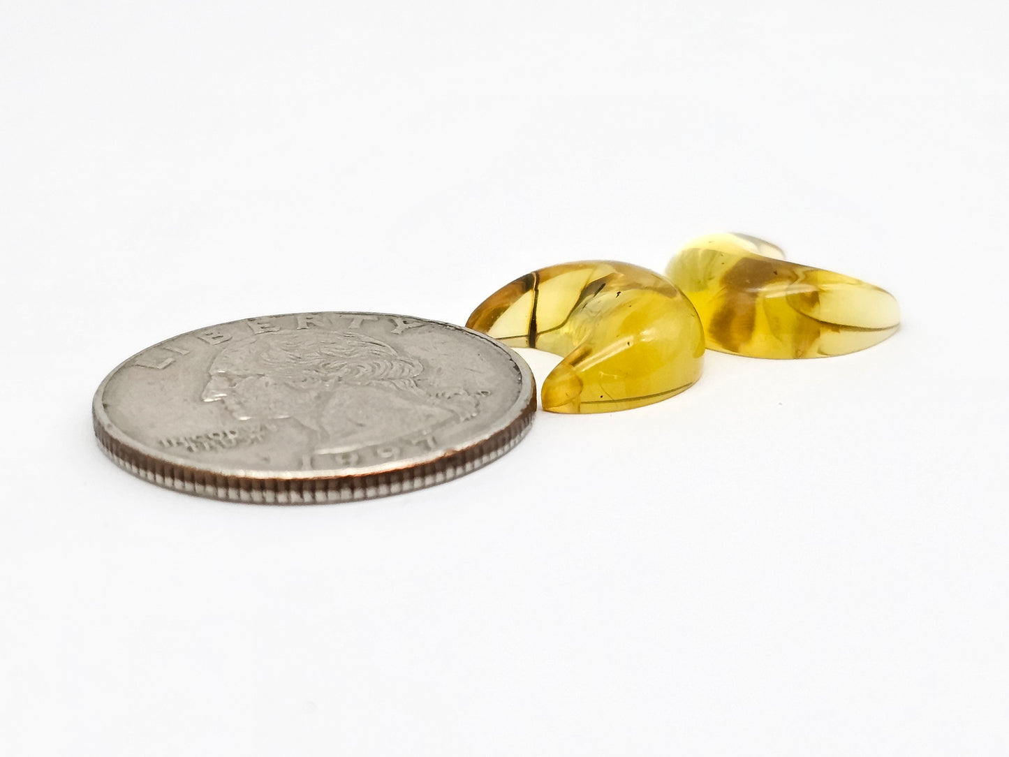Amber Moon Cabochon Pair
