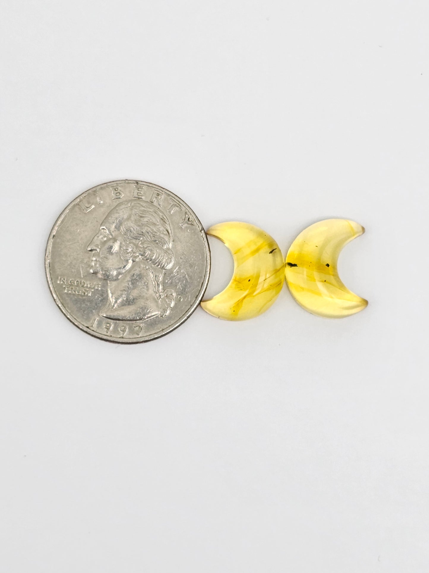 Amber Moon Cabochon Pair