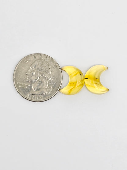 Amber Moon Cabochon Pair