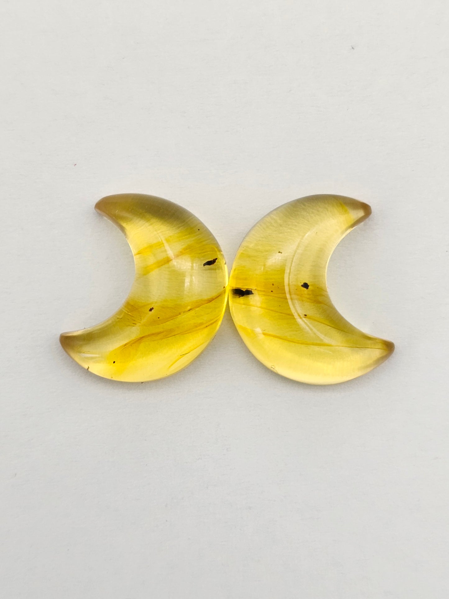 Amber Moon Cabochon Pair
