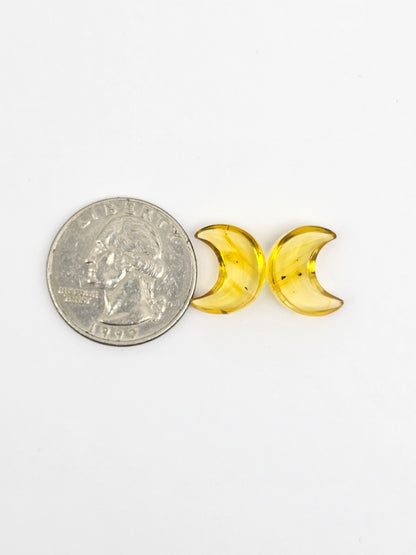 Amber Moon Cabochon Pair