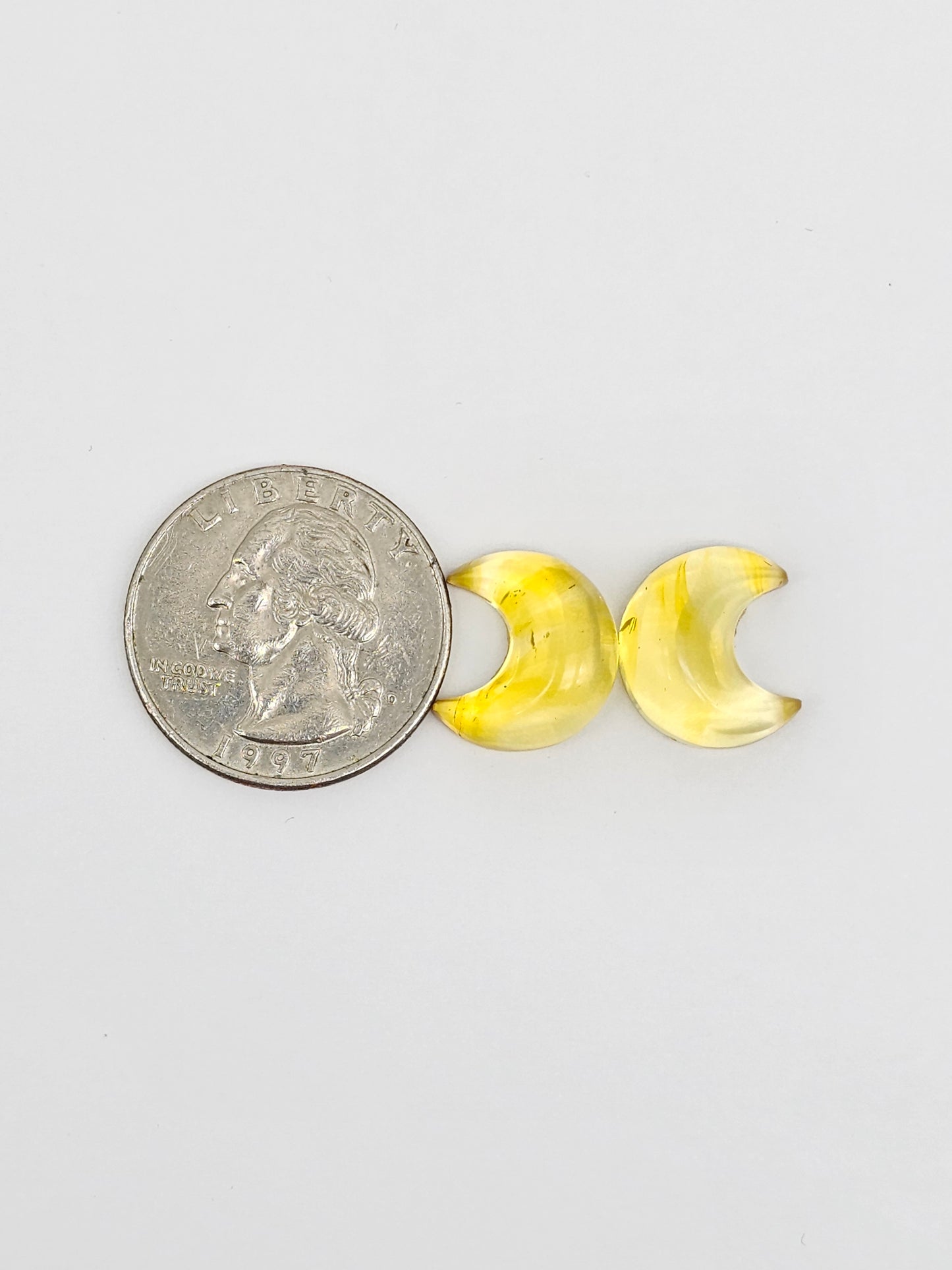Amber Moon Cabochon Pair