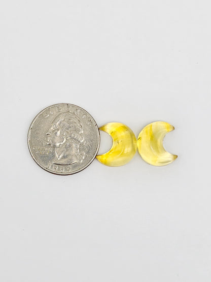 Amber Moon Cabochon Pair