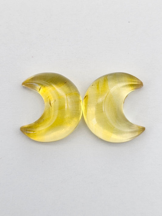 Amber Moon Cabochon Pair