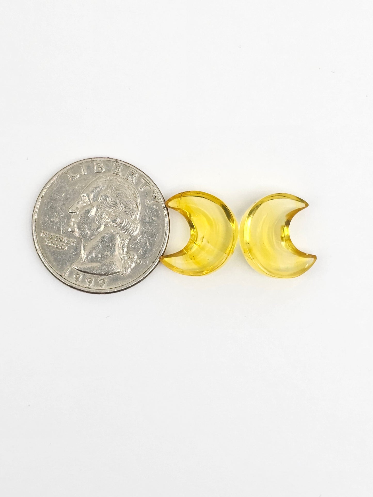 Amber Moon Cabochon Pair
