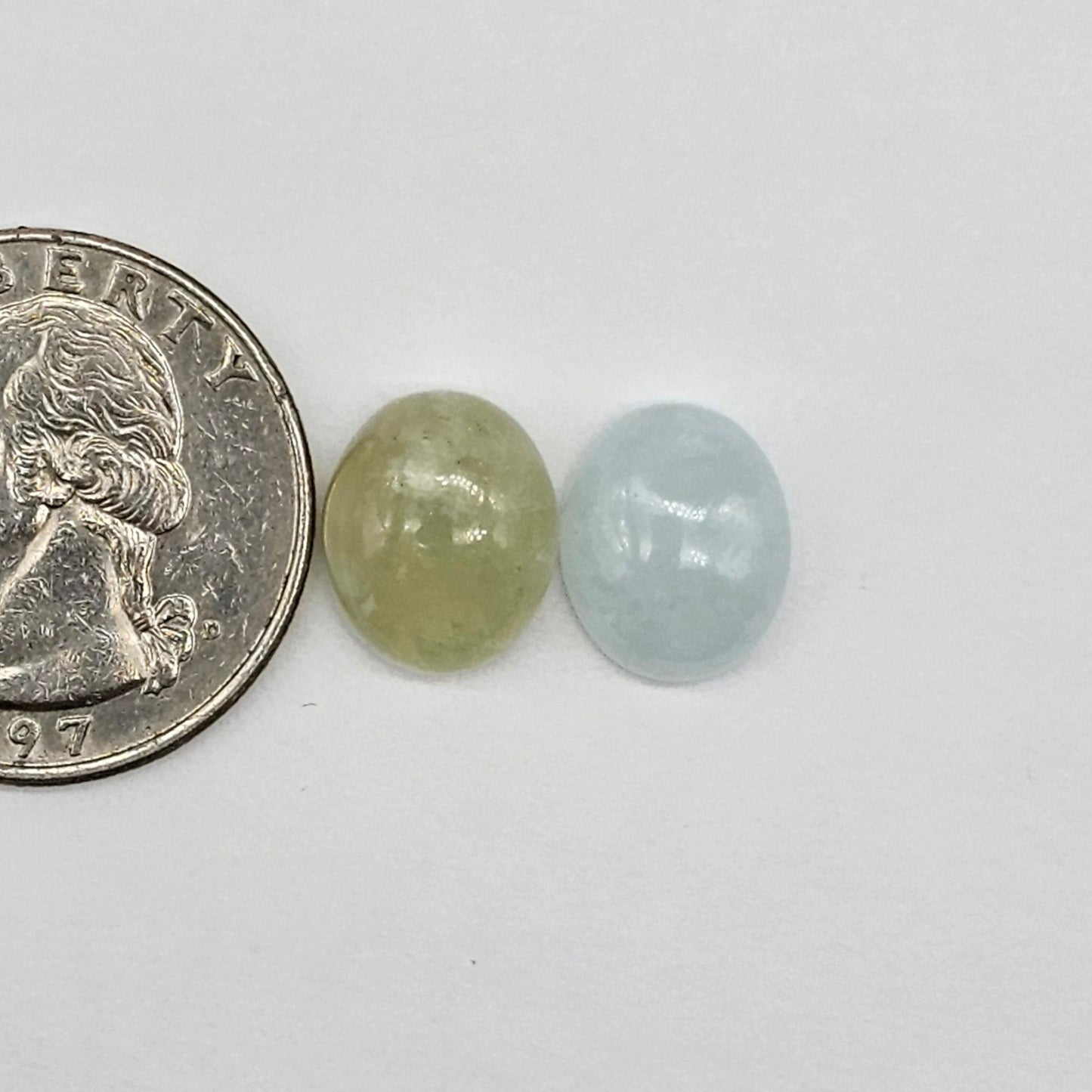 Aquamarine Silica Cabochon pair