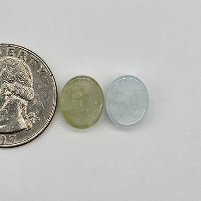 Aquamarine Silica Cabochon pair
