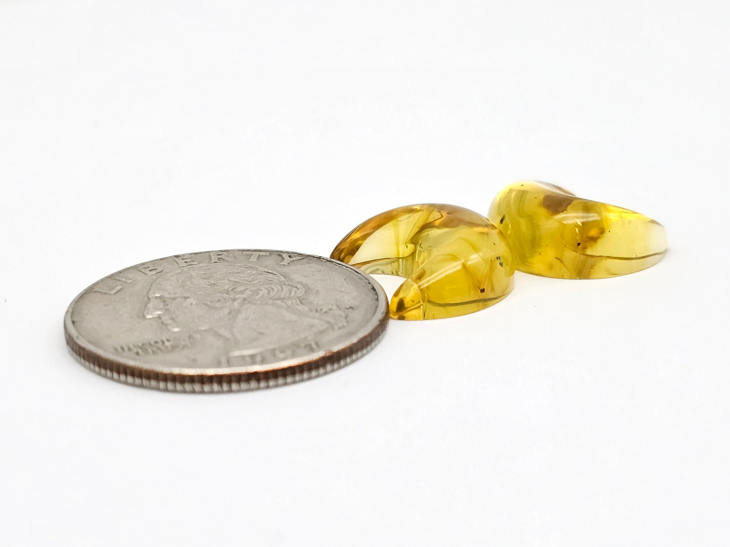 Amber Moon Cabochon Pair