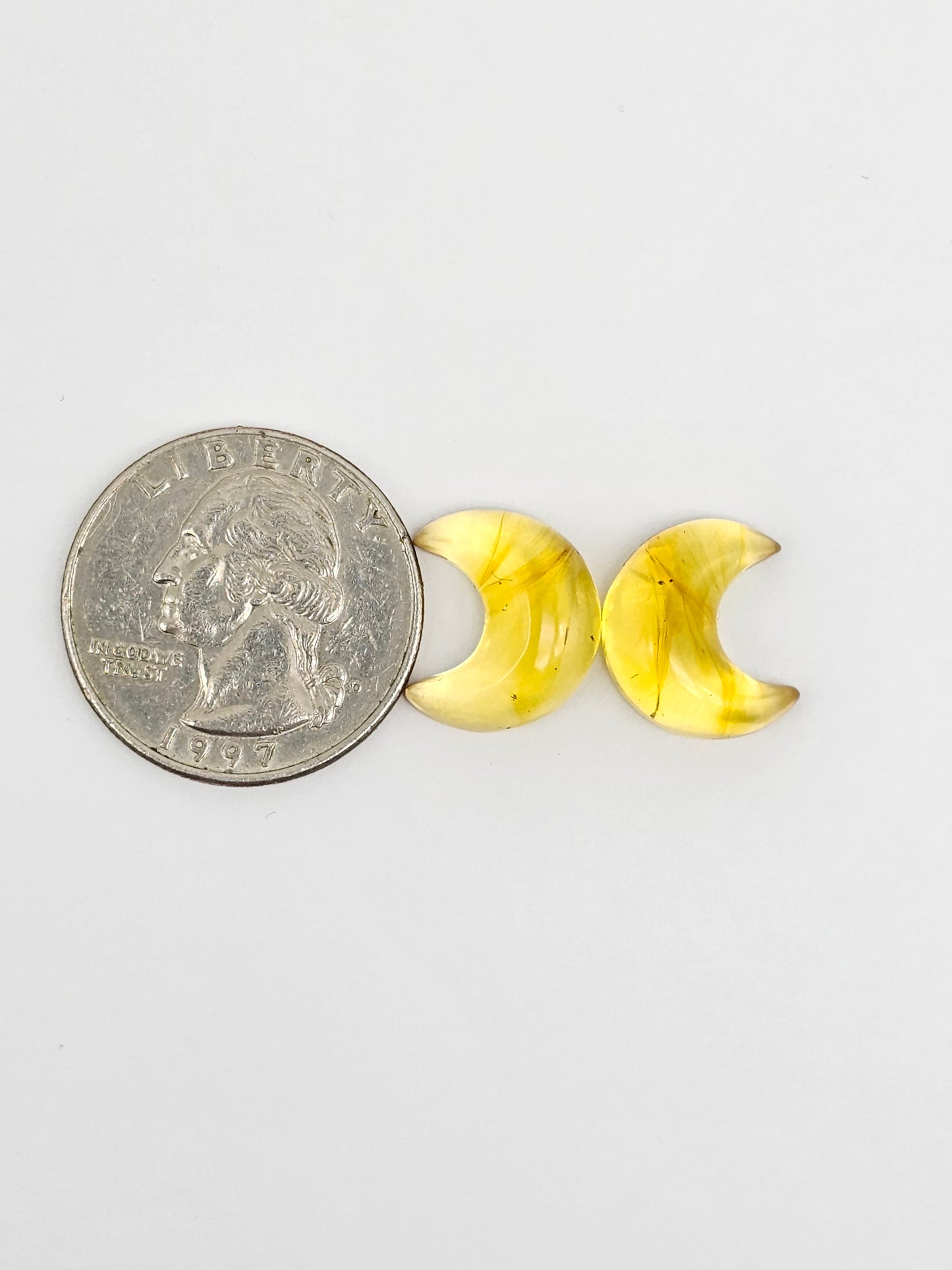 Amber Moon Cabochon Pair