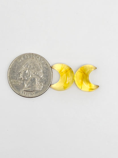 Amber Moon Cabochon Pair