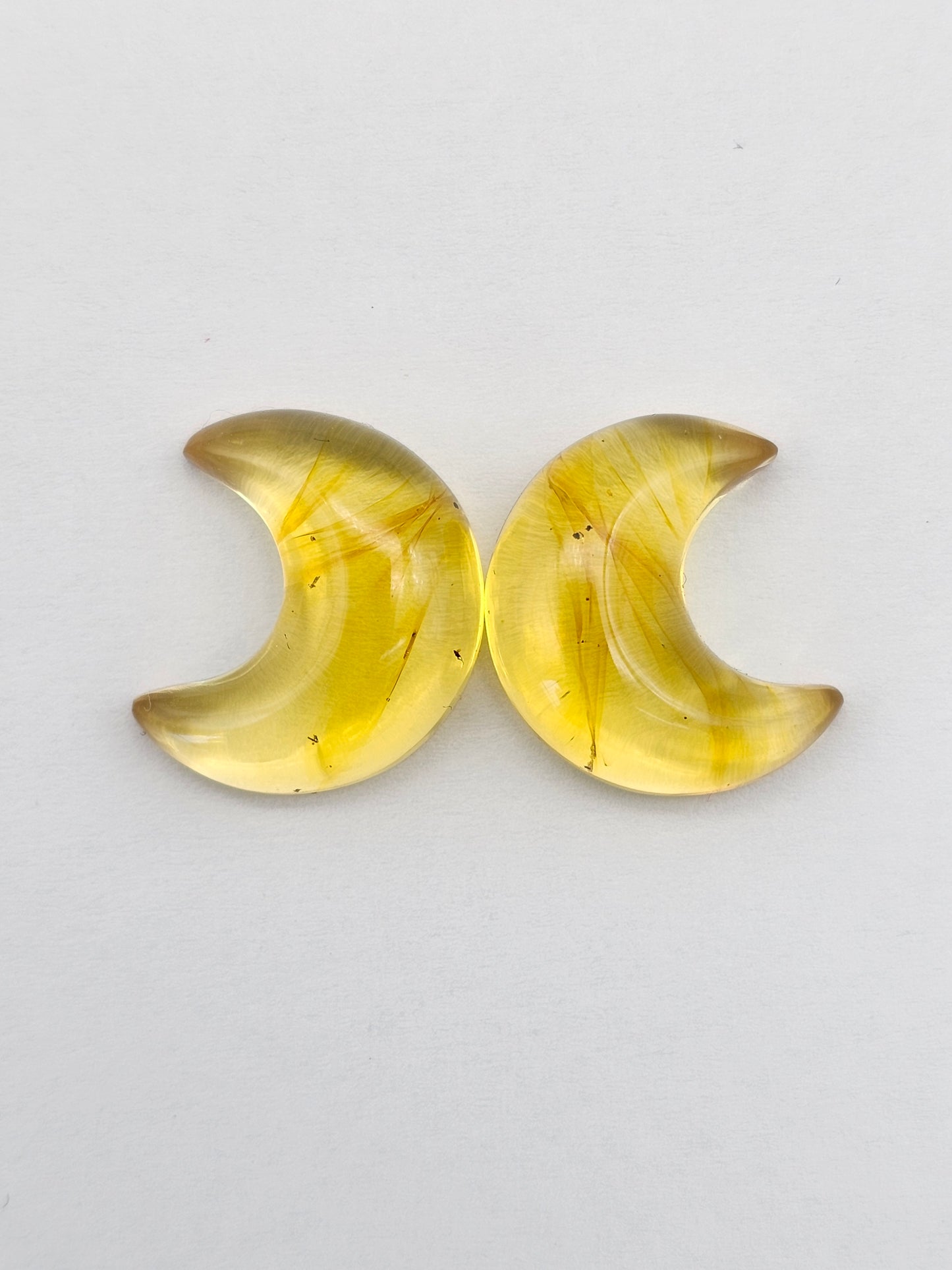 Amber Moon Cabochon Pair
