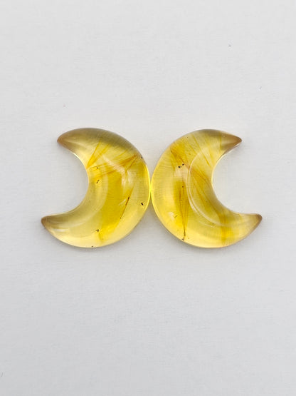 Amber Moon Cabochon Pair