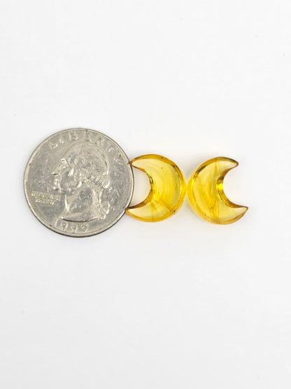 Amber Moon Cabochon Pair