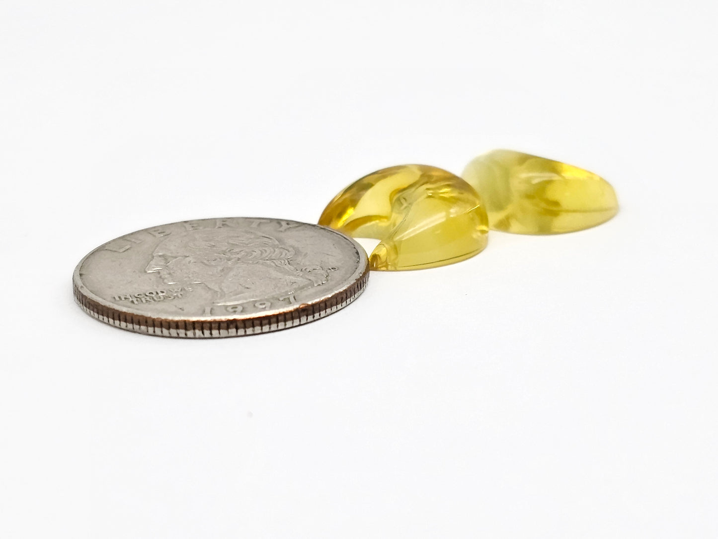 Amber Moon Cabochon Pair