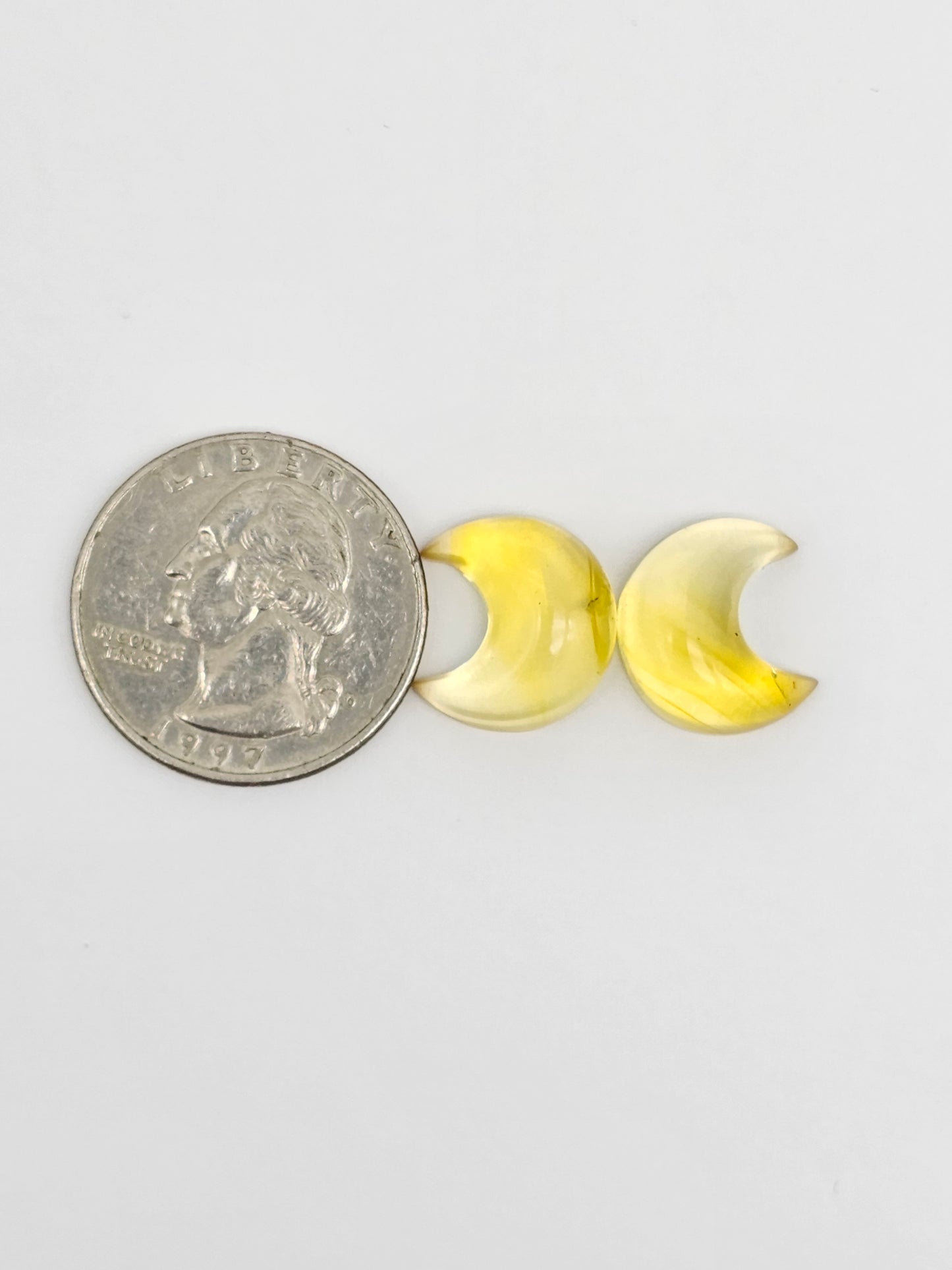 Amber Moon Cabochon Pair