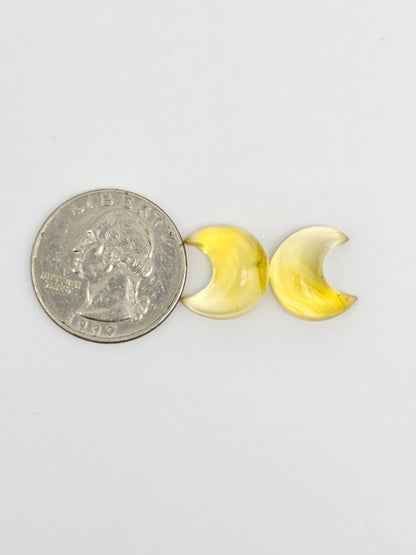 Amber Moon Cabochon Pair
