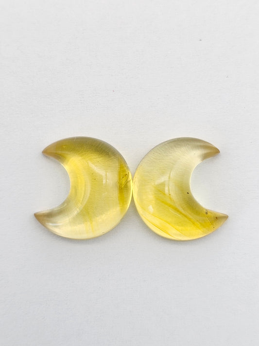 Amber Moon Cabochon Pair