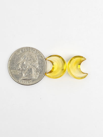 Amber Moon Cabochon Pair
