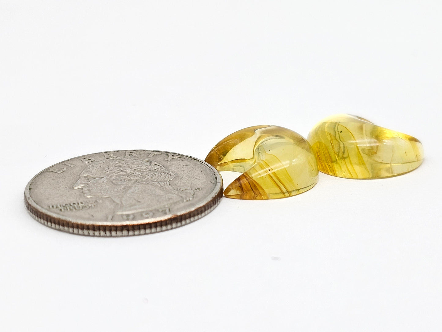 Amber Moon Cabochon Pair