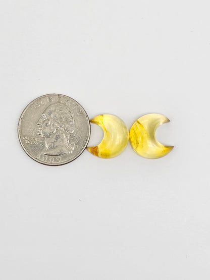 Amber Moon Cabochon Pair