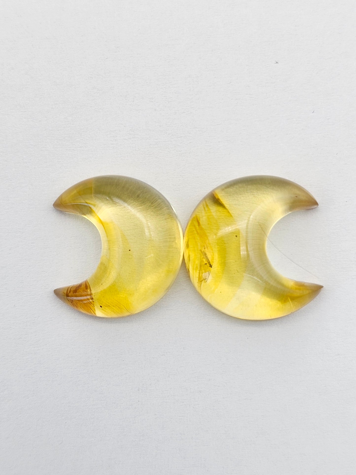 Amber Moon Cabochon Pair