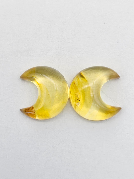 Amber Moon Cabochon Pair