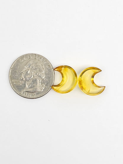 Amber Moon Cabochon Pair