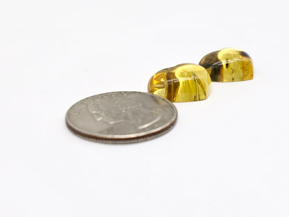 Amber Heart Cabochon Pair