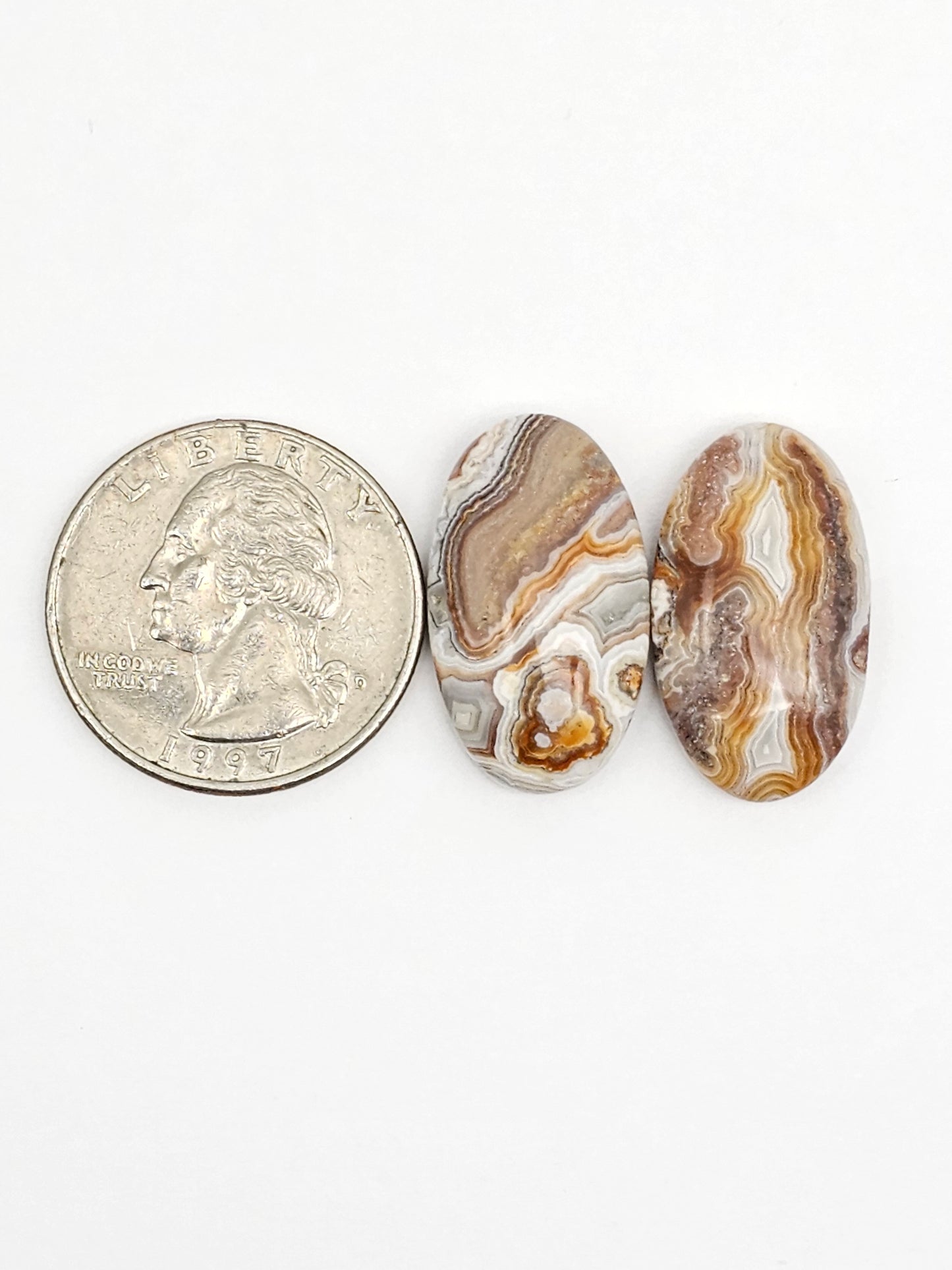 Mexican Crazy Lace Agate Pair Cabochons