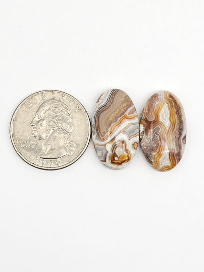 Mexican Crazy Lace Agate Pair Cabochons