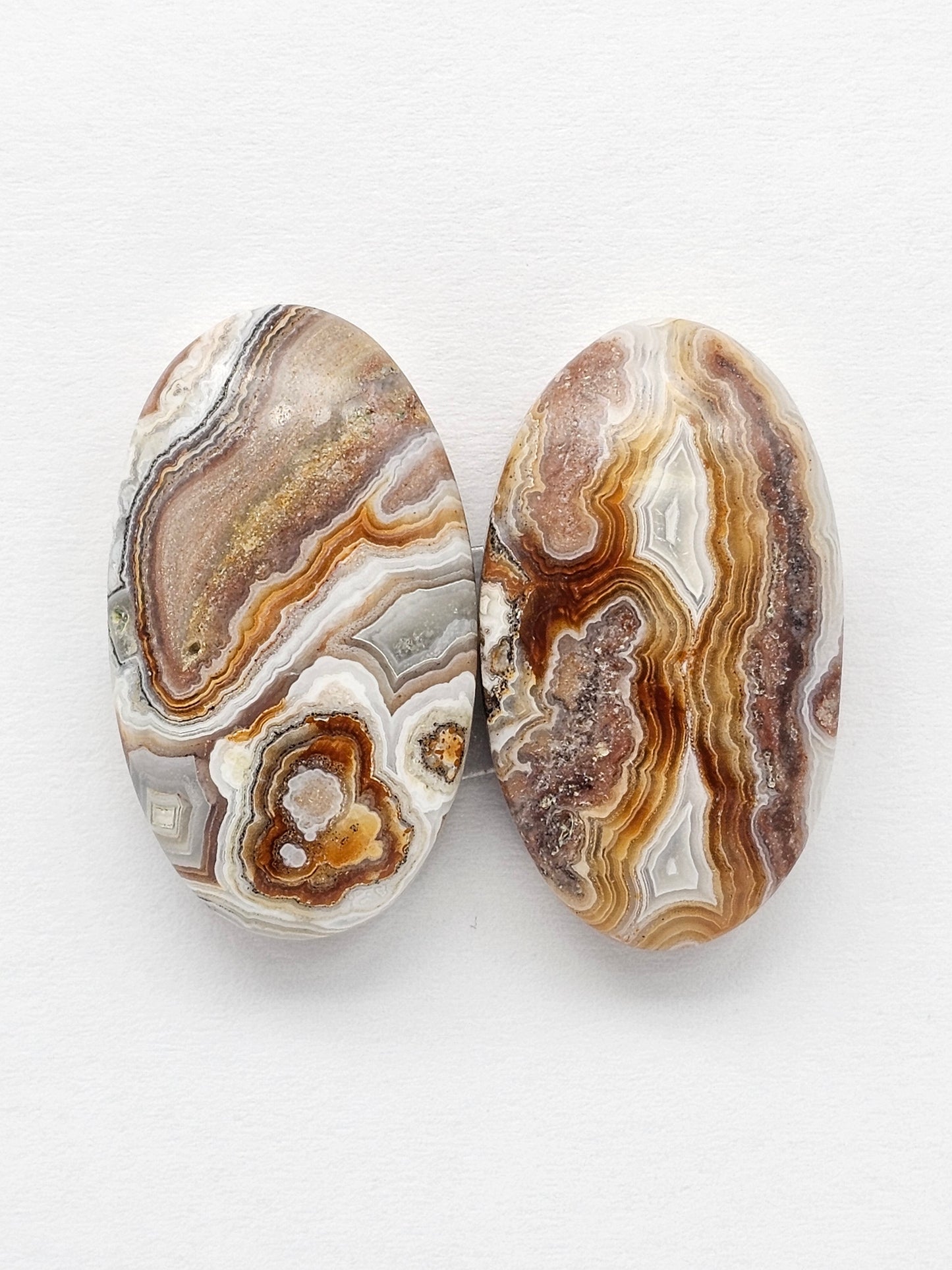 Mexican Crazy Lace Agate Pair Cabochons