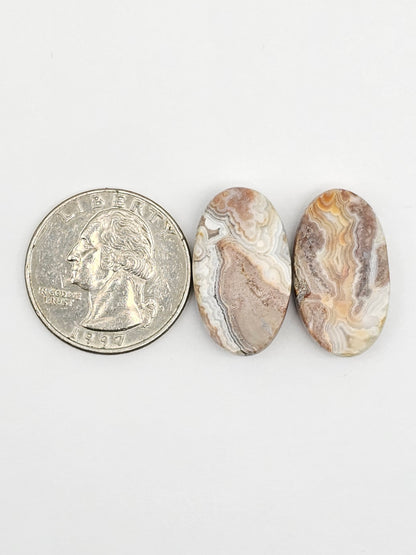 Mexican Crazy Lace Agate Pair Cabochons