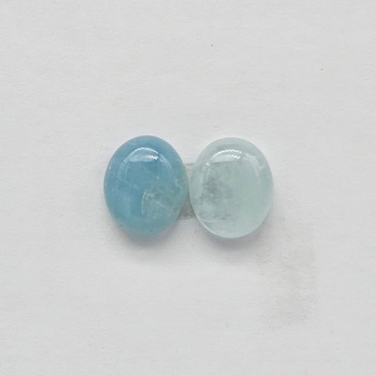 Aquamarine Silica Cabochon pair