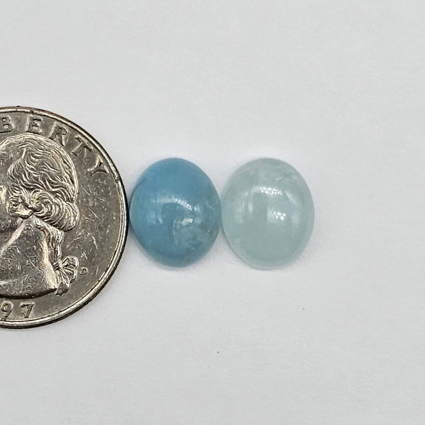 Aquamarine Silica Cabochon pair