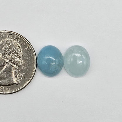 Aquamarine Silica Cabochon pair