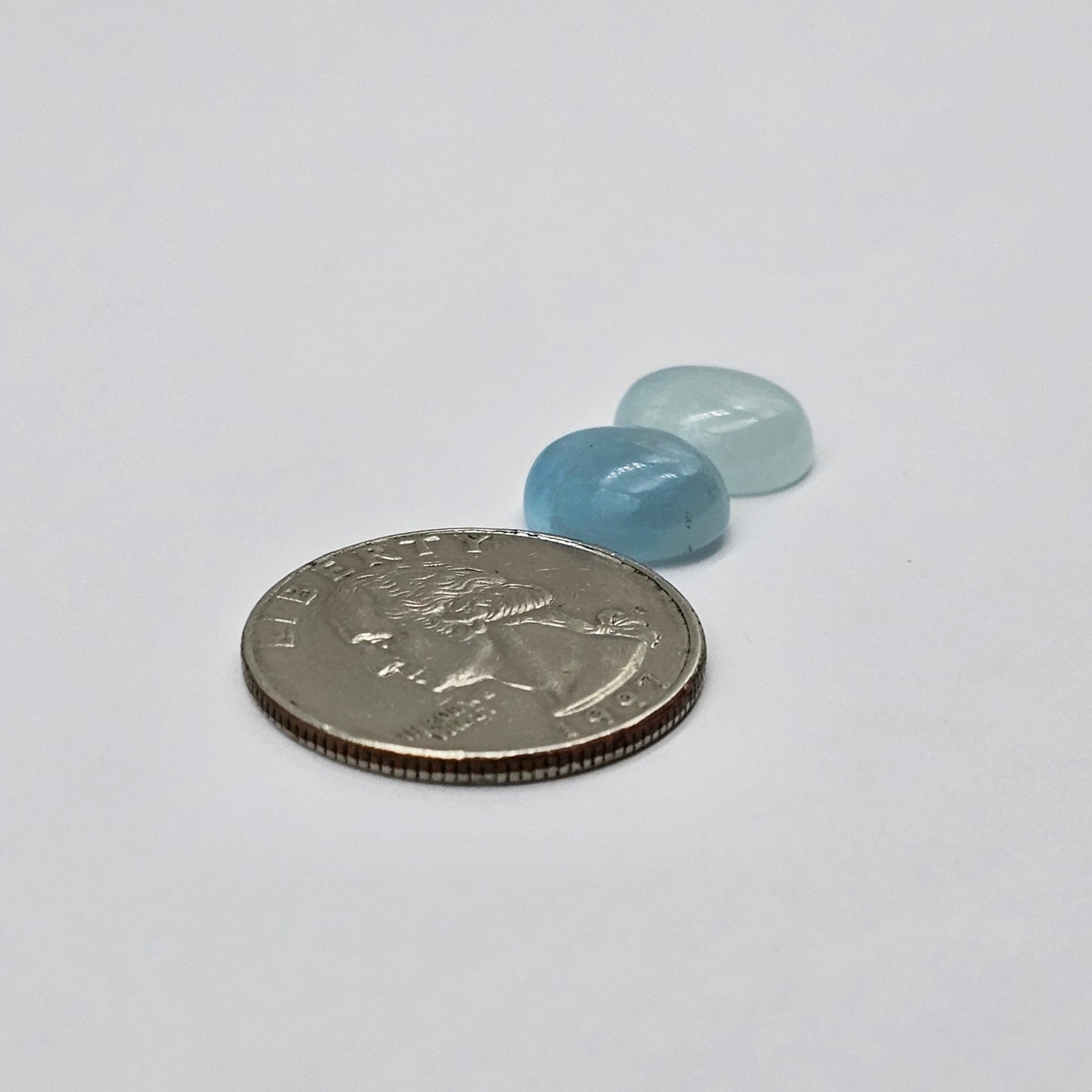 Aquamarine Silica Cabochon pair