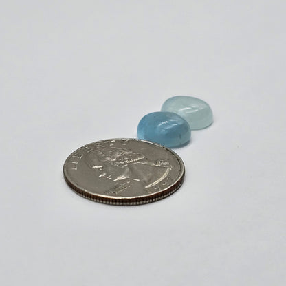 Aquamarine Silica Cabochon pair